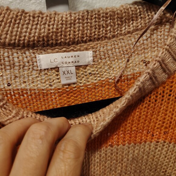 LC Lauren Conrad Women's Blouson Crew Neck Striped Sweater Size XXL NWT Striped - Picture 6 of 11